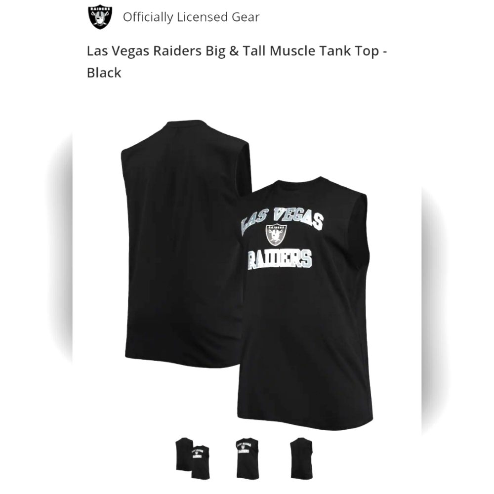 Los Vegas Raiders Big & Tall Jersey Muscle Tank Top - Black 6xl